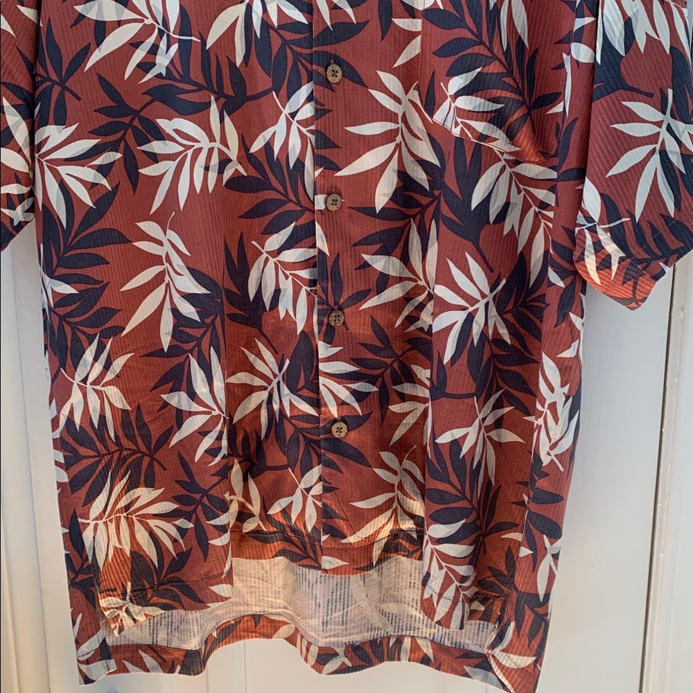 Tommy Bahama Tropical Leaf Print Button-Up Short Sleeve Shirt Men Size L - Picture 3 of 8